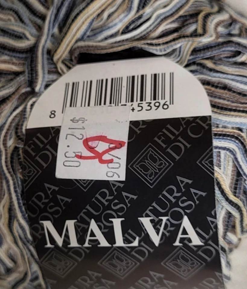 7 bolas de 50 g de hilo de cinta Filatura di Crosa Malva #7 beige/azul/negro mezcla de algodón Foto 2 de 4