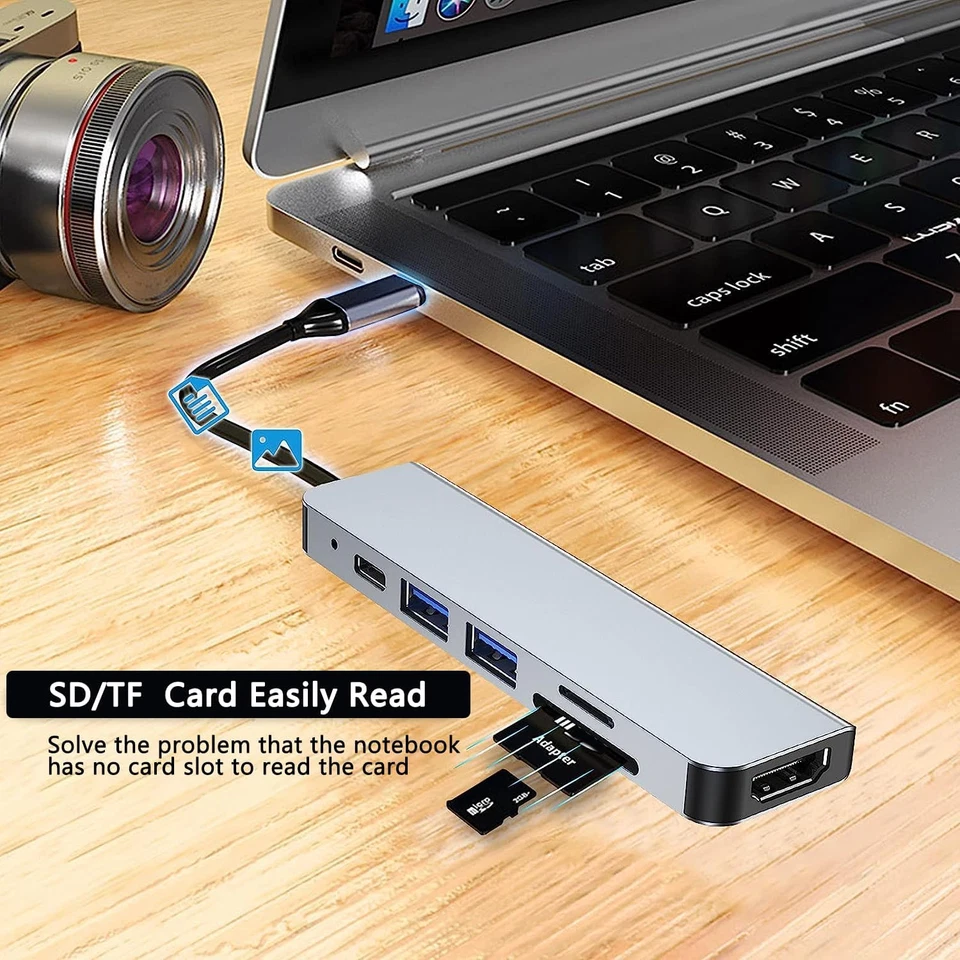 Hub Adattatore Multi-Porta USB C per Macbook Pro,6-In-1 USB C a HDMI Compatibile - Immagine 2 di 4