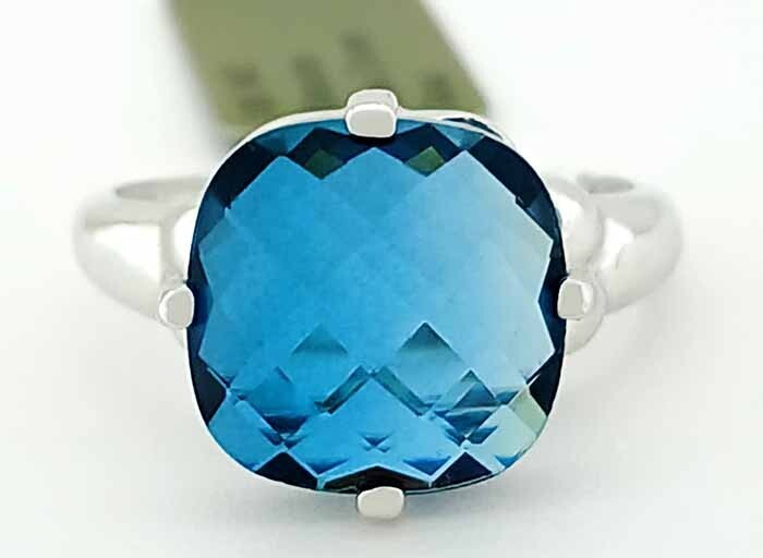 GENUINE 7.84 Cts BLUE ZIRCON RING 10k WHITE GOLD - Free Certificate Appraisal