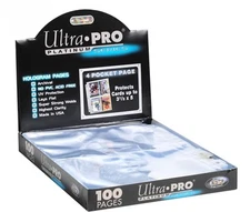 100 Ultra Pro PLATINUM 4 POCKET 3 1/2 x 5 1/4  Photo Postcard Pages