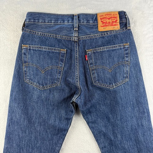 Levis Premium 501 Jeans Mens 28x30 Blue Straight Button Fly Western Dark Denim - Picture 4 of 13