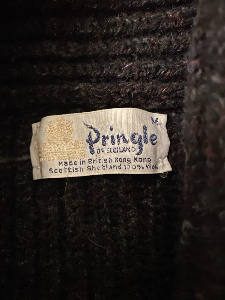 Vintage 90s Pringle Of Scotland Shetland Wool Size M Shawl Cardigan - Image 2 of 4
