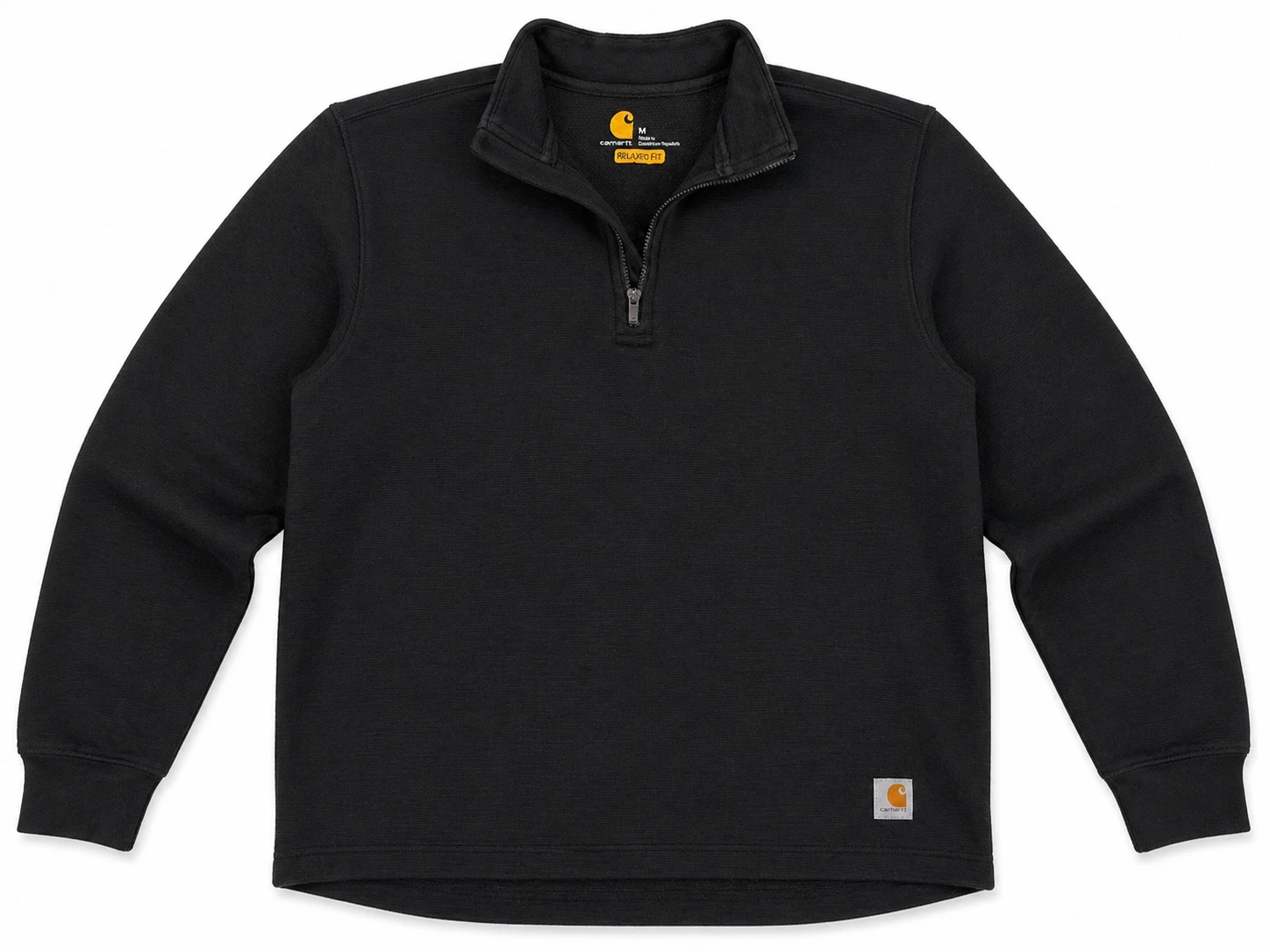 Carhartt Men’s Black 1/4 Zip Pullover Sweatshirt Relaxed Fit Size M Workwear
