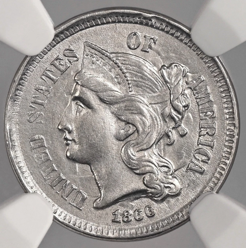 1866  3CN THREE CENT NICKEL  NGC AU DETAILS "CLEANED"    #8404746-031 - Image 2 of 4