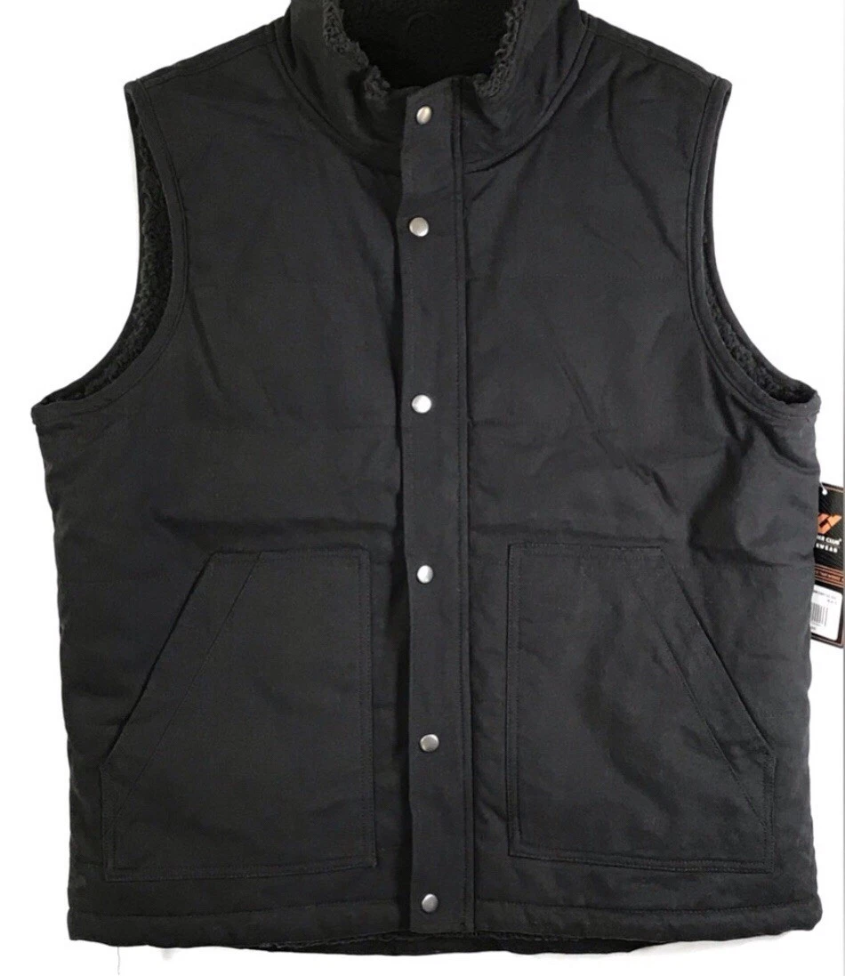 Weather club Workwear Mens Black Canvas Insulated Vest Sleeveless Jacket Size L