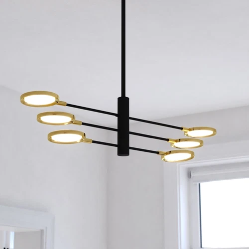 Cullerto 34.75-in. 6L LED Pendant Matte Black and Antique Gold - Picture 5 of 6