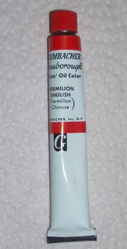 Grumbacher Oil Paint Genuine Chinese Vermilion 11ML Tube Vintage NOS STUCK CAP