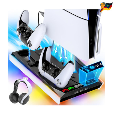 Tokluck PS-5 Ständer 3-Stufen-Lüfter USB-Ladestation P5 Slim Pro Controller