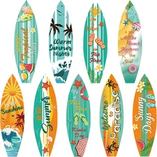 9 Pcs Surfboard Beach Signs Cutouts Paper Wall Decorations Hawaii Party Supplies