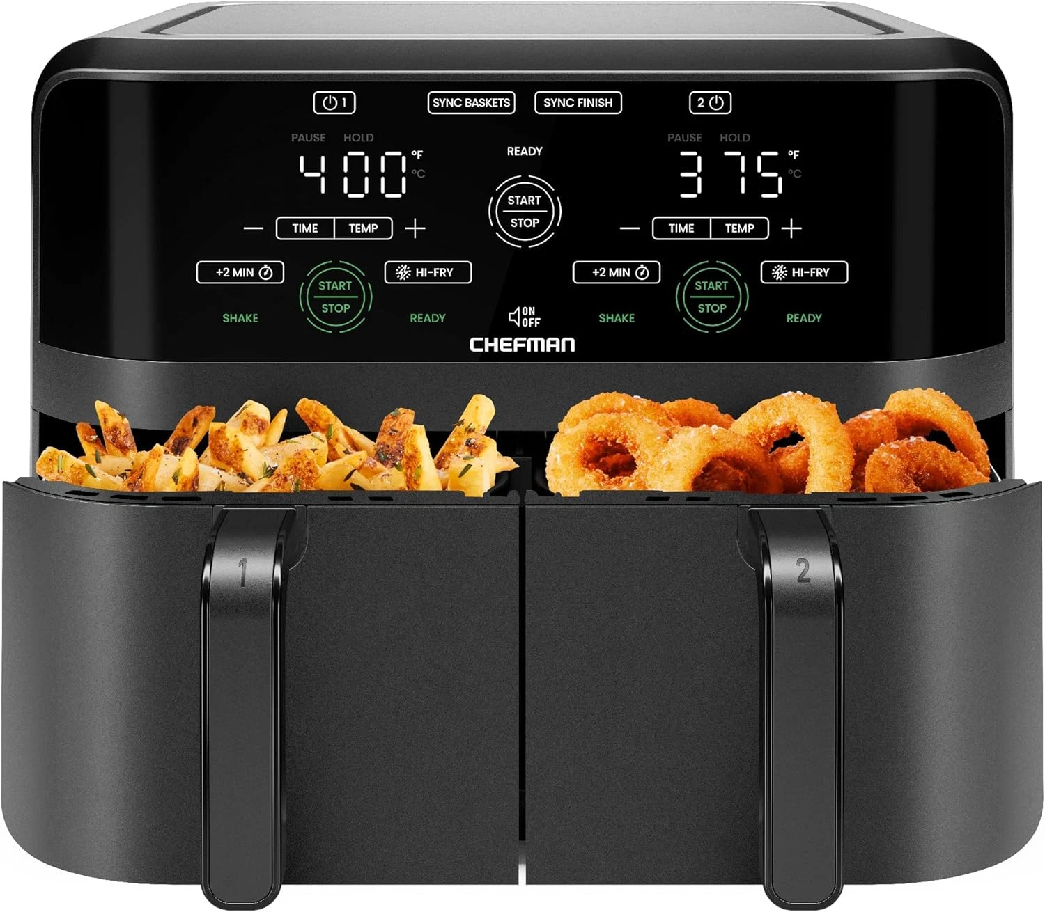 Chefman 6QT Dual Basket Air Fryer TurboFry Touch Sync Finish Hi-Fry 1700W NEW