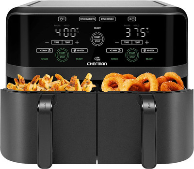 Chefman 6QT Dual Basket Air Fryer TurboFry Touch Sync Finish Hi-Fry 1700W NEW