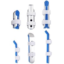 BBTO 6 Pcs Metal Finger Splint Support Brace Foam Padded 2 Styles, Blue