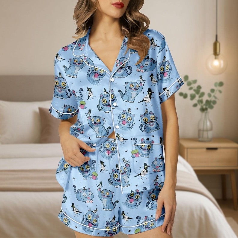 Juego de pijama de satén Kpop Demon Hunters Tiger, Derpy the Tiger and Bird Demon Hunter