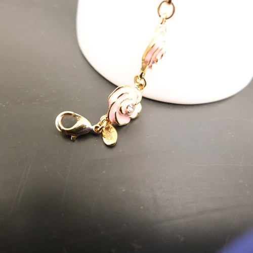 Joan Rivers bracelet flowers magnolias pink enamel gold plated signed 7.25 in - Picture 9 of 16