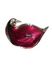 Vintage Fuchsia/Red Blown Glass Murano Fat BIRD Paperweight marked “R”