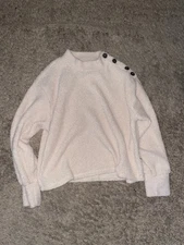 Lush Tan Fuzzy Sweater With Buttons Size Medium