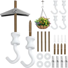 4 Pack White Ceiling Hooks for Hanging Plants, Swag Plant Hooks for Ceiling Heav