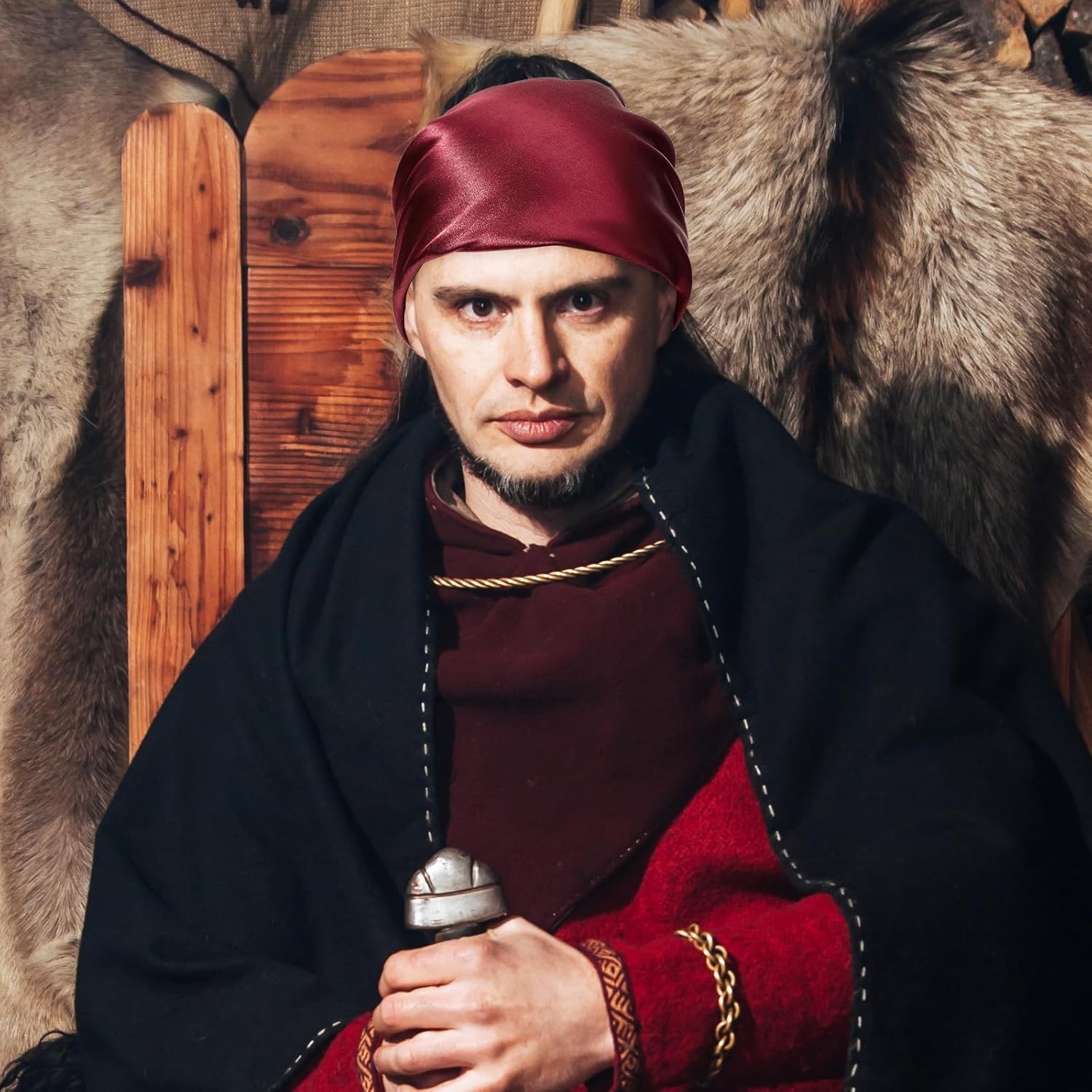  35 Inch Wild Rag Cowboy Scarves for Men Large Rancher Neckerchief Silk Black US