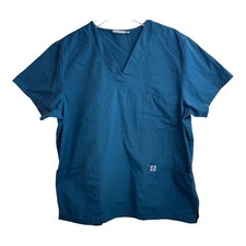 Siv Van Scrub Top Size L Has Pockets Solid Blue A26