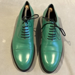 Jamais portées GUCCI Chaussures habillées Oxford en cuir lisse vert Rubber Soul US 11