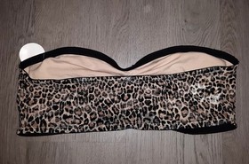 Victoria's Secret PINK Lace Bandeau Bralette Size Large Leopard Print Unlined