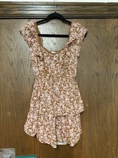 American eagle boho summer shirt bohemian ruffle floral tiered dress mini sz xs