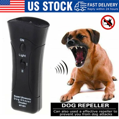 Ultrasonic Anti Dog Barking Device Pet Trainer LED Light Gentle Chaser Style USA