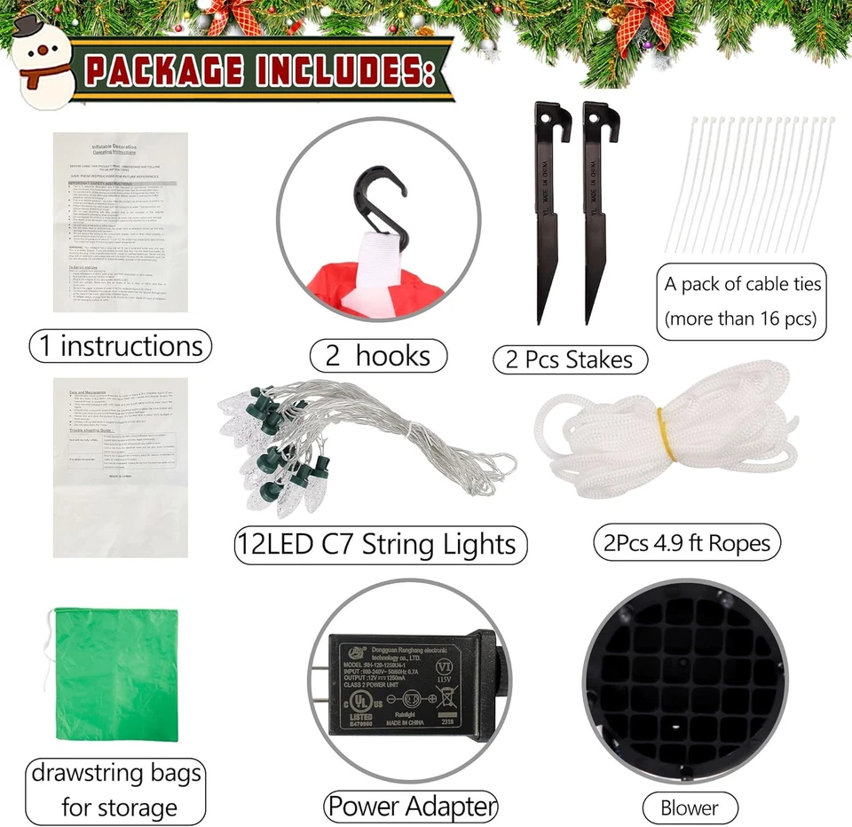 10FT Christmas Inflatable Decorations, Hawaii Beach Themed Giant Lighted Ladder - Image 3 of 4