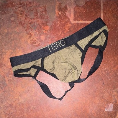 IERO Men's Tan/Black Solid Jockstrap enhancing pouch Size M