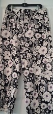 Anthropologie Maeve The Colette Cropped Wide Leg Floral Pants Black Purple 31