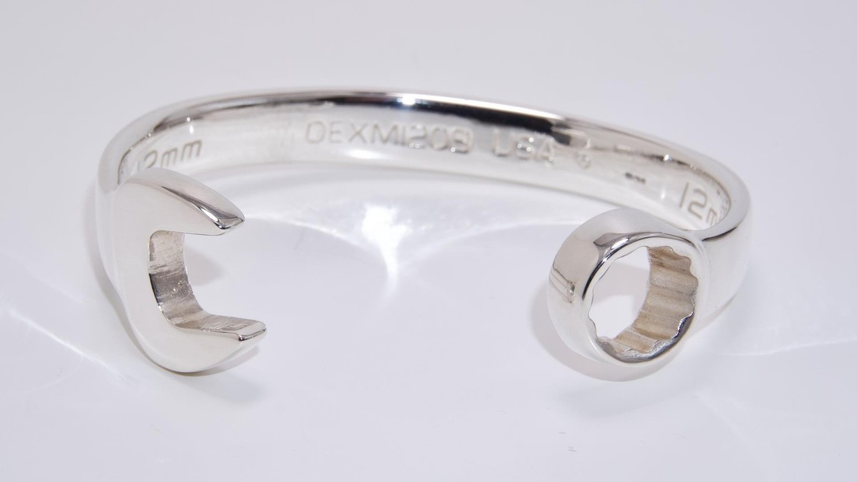 Heavy Solid Sterling Silver Gents Snap On Spanner (Size 12mm