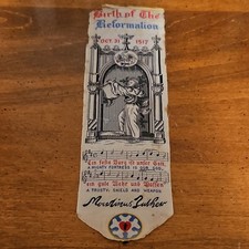 Antiq. 1915 Woven Silk Bookmark Martin Luther...