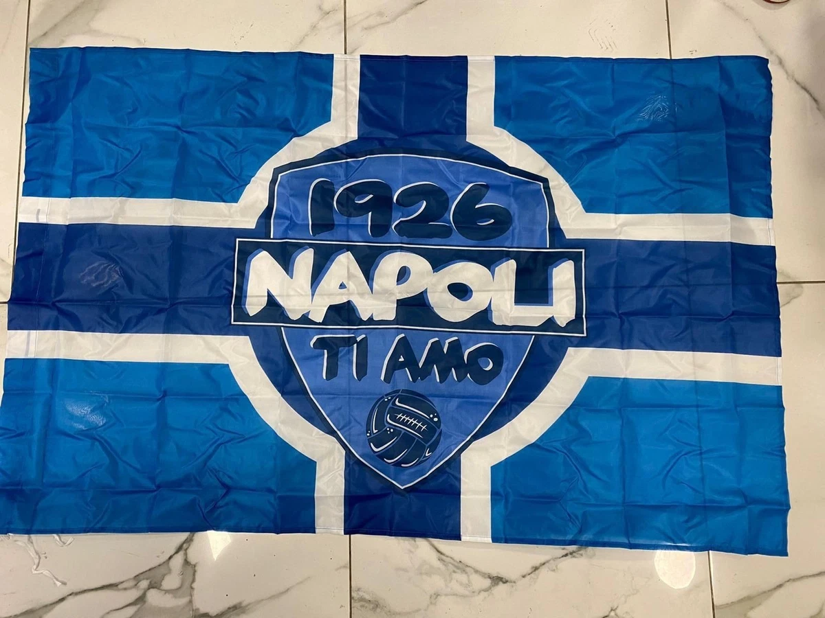 Drapeau Forza Napoli - 120x80cm - Maradona, 3e Scudetto - Made In Italy - Sans Hampe