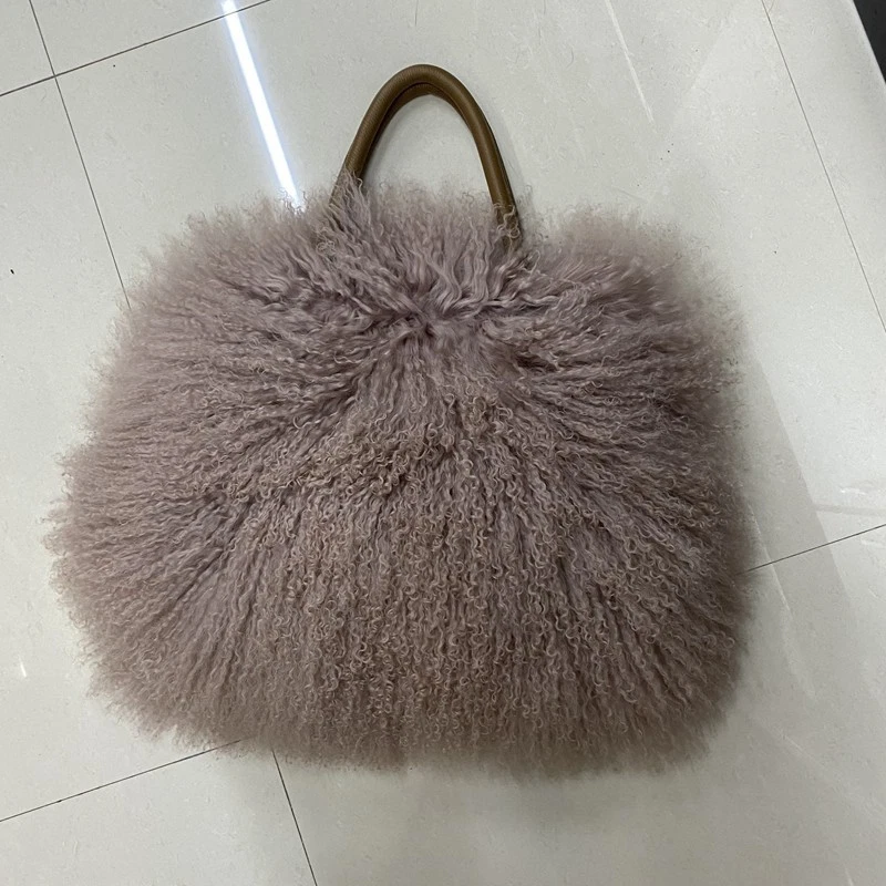 Sheep Wool Fur Bag Women's Bag Hand Holding Shoulder Fur Bag Real Wool Handbag - Image 4 of 4