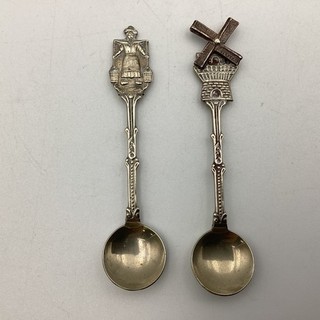 Vintage J.O. Alpacca Holland Miniature Souvenir Spoons x 2 (C1) NS#8648