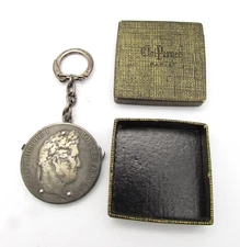 Eloi Pernet 1846 Louis Philippe I Coin 5 Francs Silver Keychain scissors Vintage