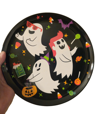 Hyde & EEK!  10'' Melamine Plates Ghost Pumpkin & Placemats ( 4 glow n dark ) NEW