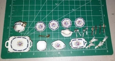 Doll house miniature Reutter porcelain tea set with extras