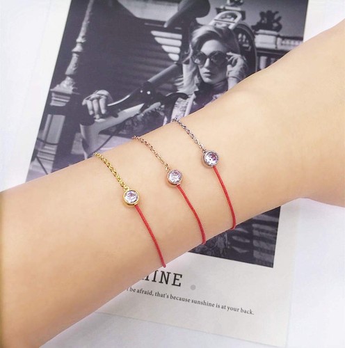 Red String Lucky Bracelet with Rhinestone Half Rope Crystal Chain Gift for Her ( - Picture 4 of 4
