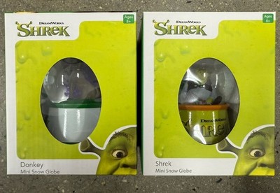 Shrek Mini Snow Globe Set   Donkey & Shrek   DreamWorks   NEW