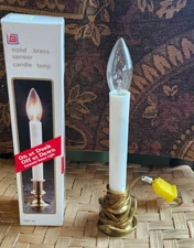 Set of 10 Solid Brass Base Candle Lamp Dusk to Dawn Sensor  Candolier Corded