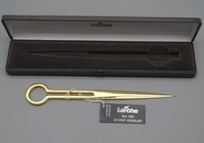 Vintage: Edler Brieföffner 22 Karat vergoldet; Lerche Solingen im Etui, neu OVP