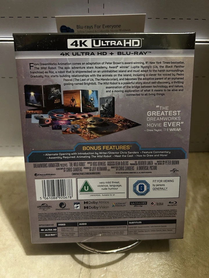 NEW Wild Robot 4K Full Slip SteelBook UCE UHD Blu-ray (UK)[2024] Ships Next Day - Image 3 of 4