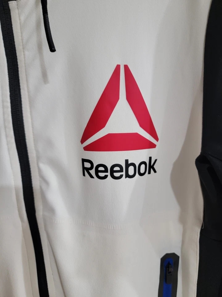 UFC Reebok Fight Night Walk Out Hoodie Mens S Black White Full Zip Sweatshirt - Image 3 of 4