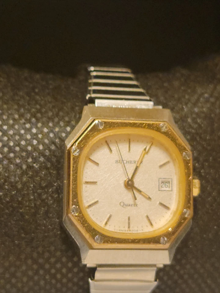 Vintage 1970s Bucherer Solid 14K Gold Bezel & Crown Swiss Made Ladies 24MM Watch - Image 4 of 4