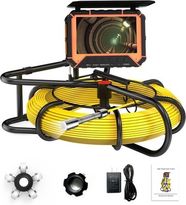 25FT Sewer Camera, 5'' IPS Screen, 36x Zoom, Waterproof, 12 Light