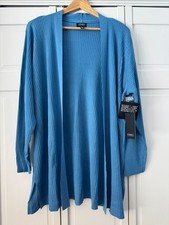Jones New York Womens Blue Lagoon Ribbed Cardigan Sweater Size XL