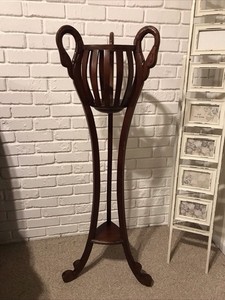 Vintage Carved Swan Plant Stand Regency Style 