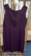 Adrianna Papell Purple Satin Pleated Sheath Dress Sleeveless V-Neck Size 16