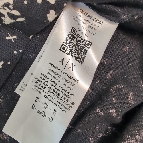 Armani Exchange Men's XL Shirt Regular Fit All Over Geometric Logo Black White - Picture 4 of 6